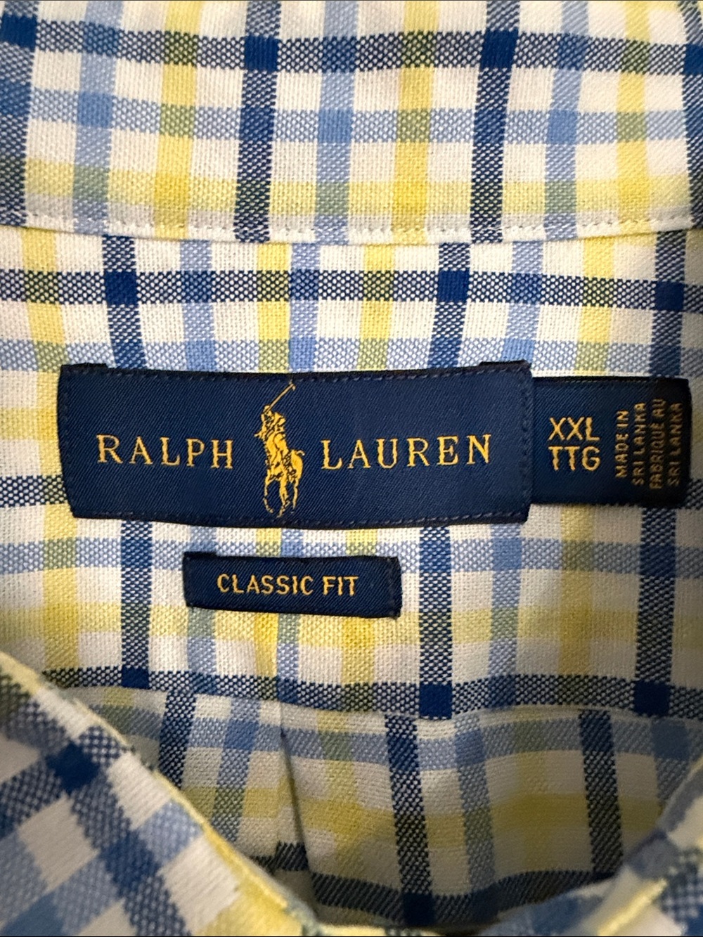 Ralph Lauren Men’s Yellow and Blue Plaid Button-Down Shirt